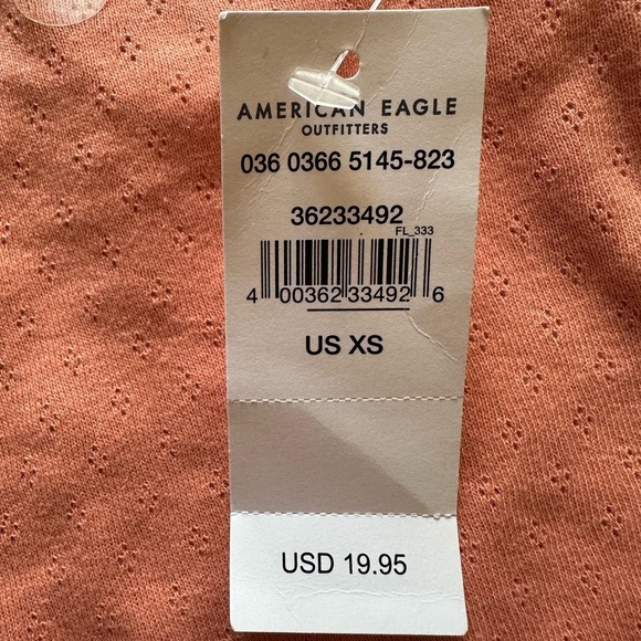 American Eagle pointelle Lace Cami XS NWT peachy crop 100% cotton Swiftie - Picture 4 of 5